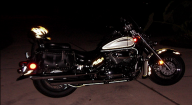 reflective tape on a motorcycle